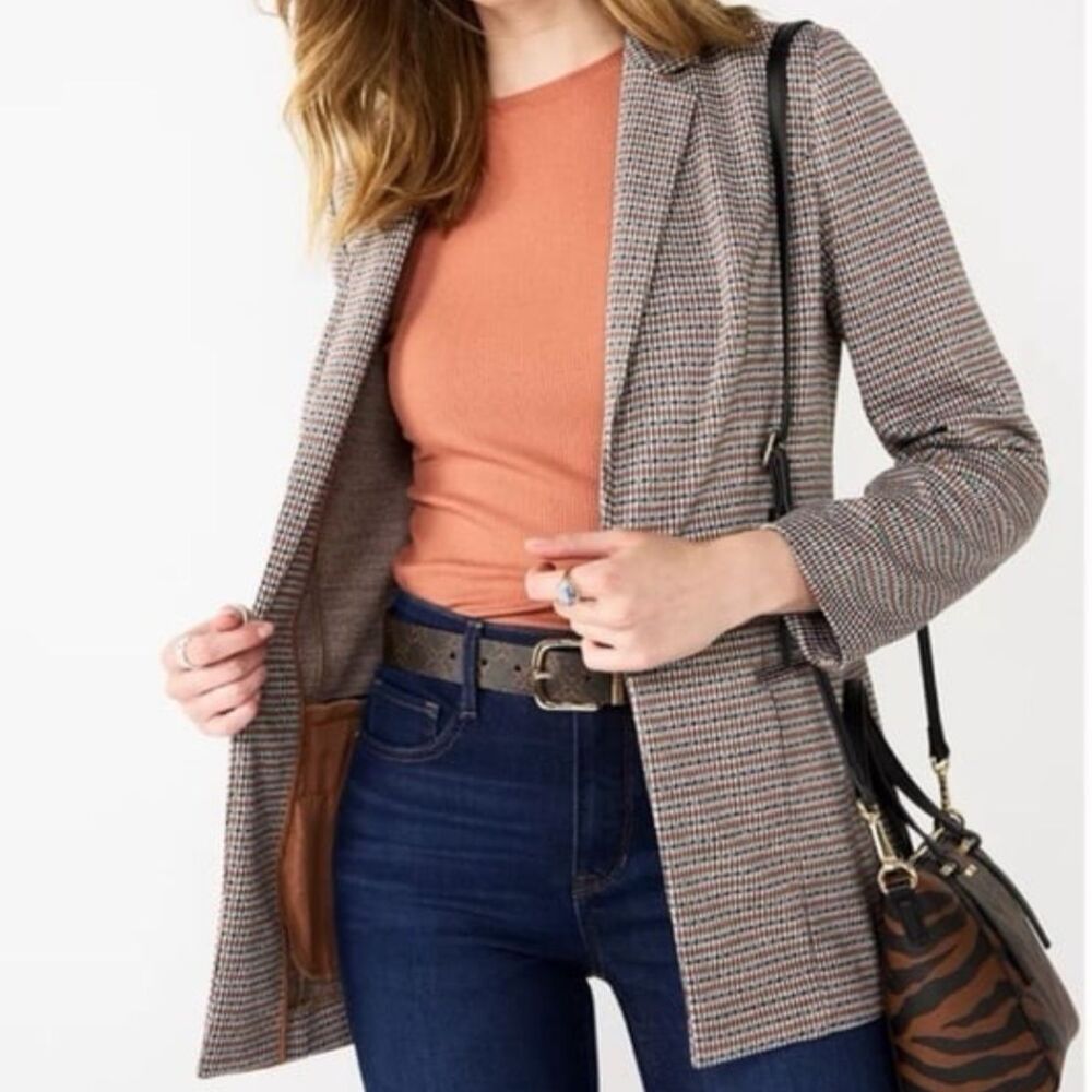 NWT Nine West The Relaxed Blazer Plaid Longline Jacket One Button Plus sz 3x NEW